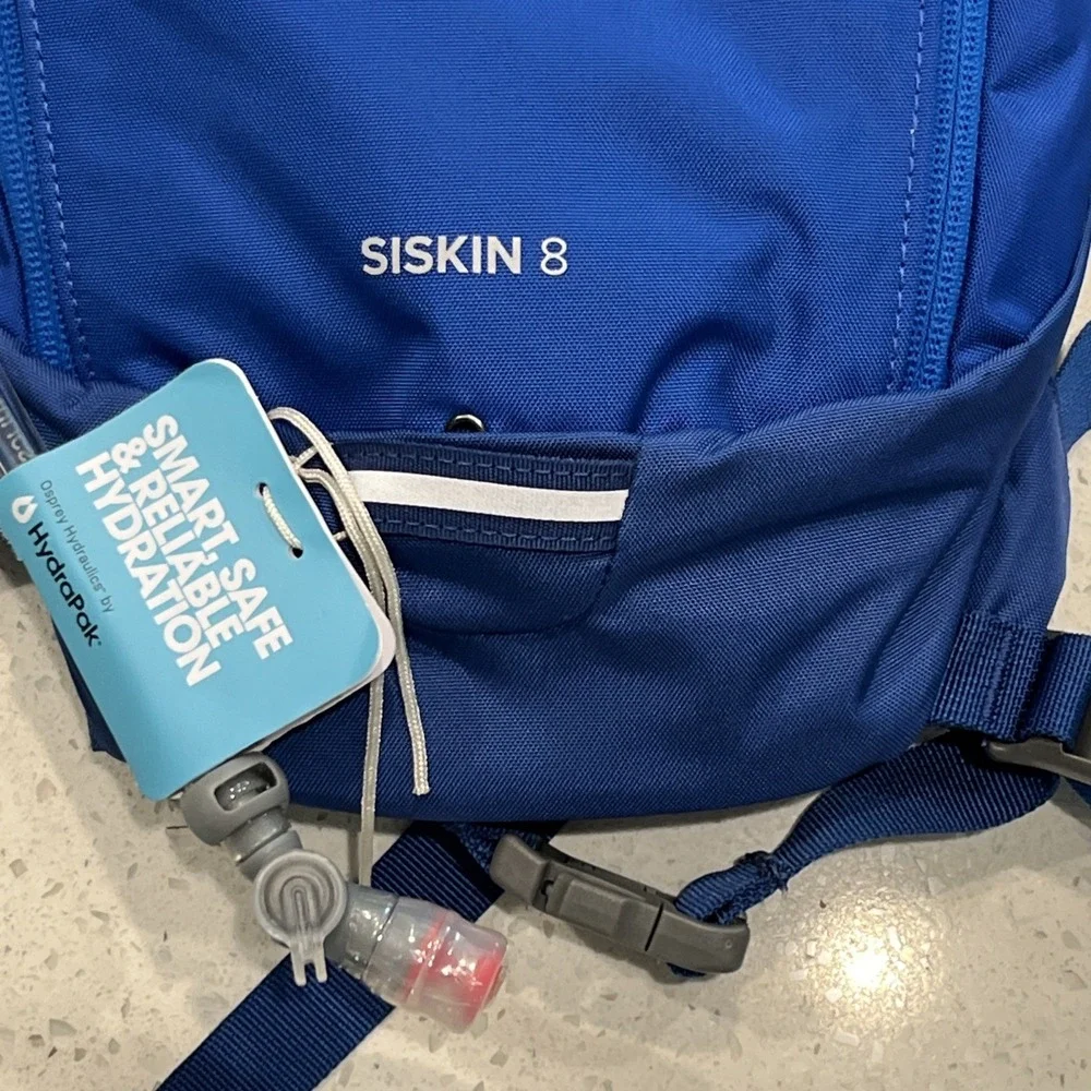 Osprey Siskin 8 Hydration Pack Men's Hiking Biking with Reservoir - Postal Blue